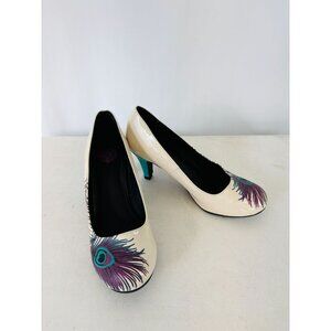 T.U.K. TUK Peacock Feather Pump Heels Women's Sz 7